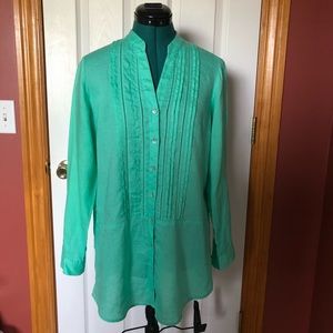 J Jill sea green linen tunic size small